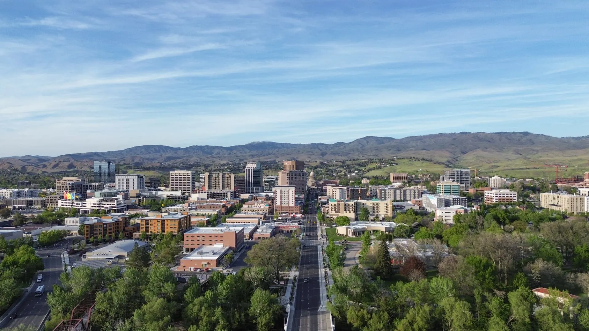 Downtown Boise, Idaho with the foothills in the background